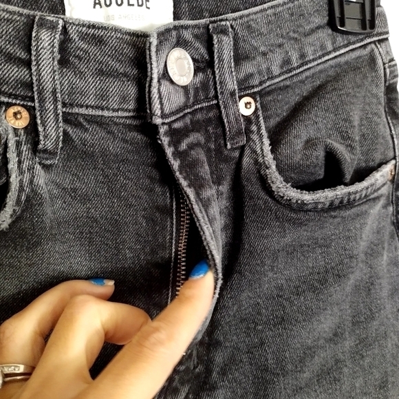 Agolde High Rise Stovepipe in metal black sz 23 - Picture 5 of 11